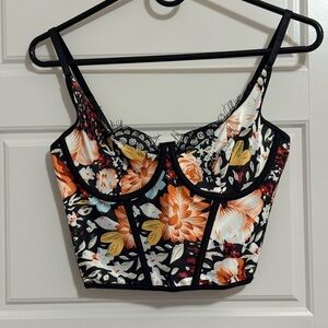 Black Floral Crop Top